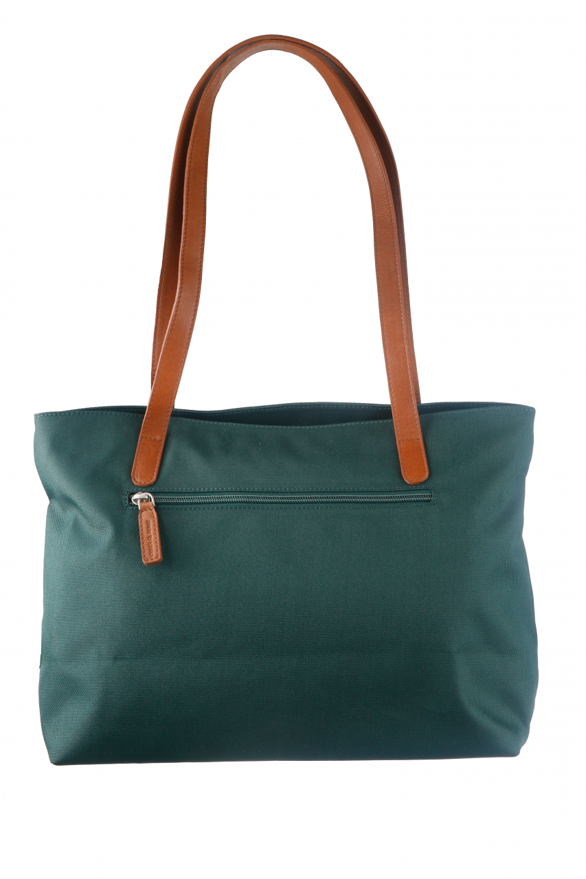 Nylon/Naturleder Shopper Diana grün