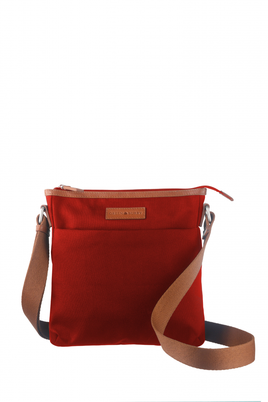 Nylon/Naturleder Crossover Bag Iris rot