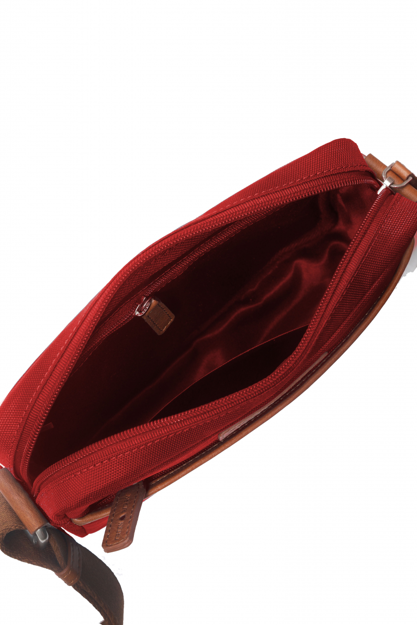 Nylon/Naturleder Crossover Bag Madeleine rot