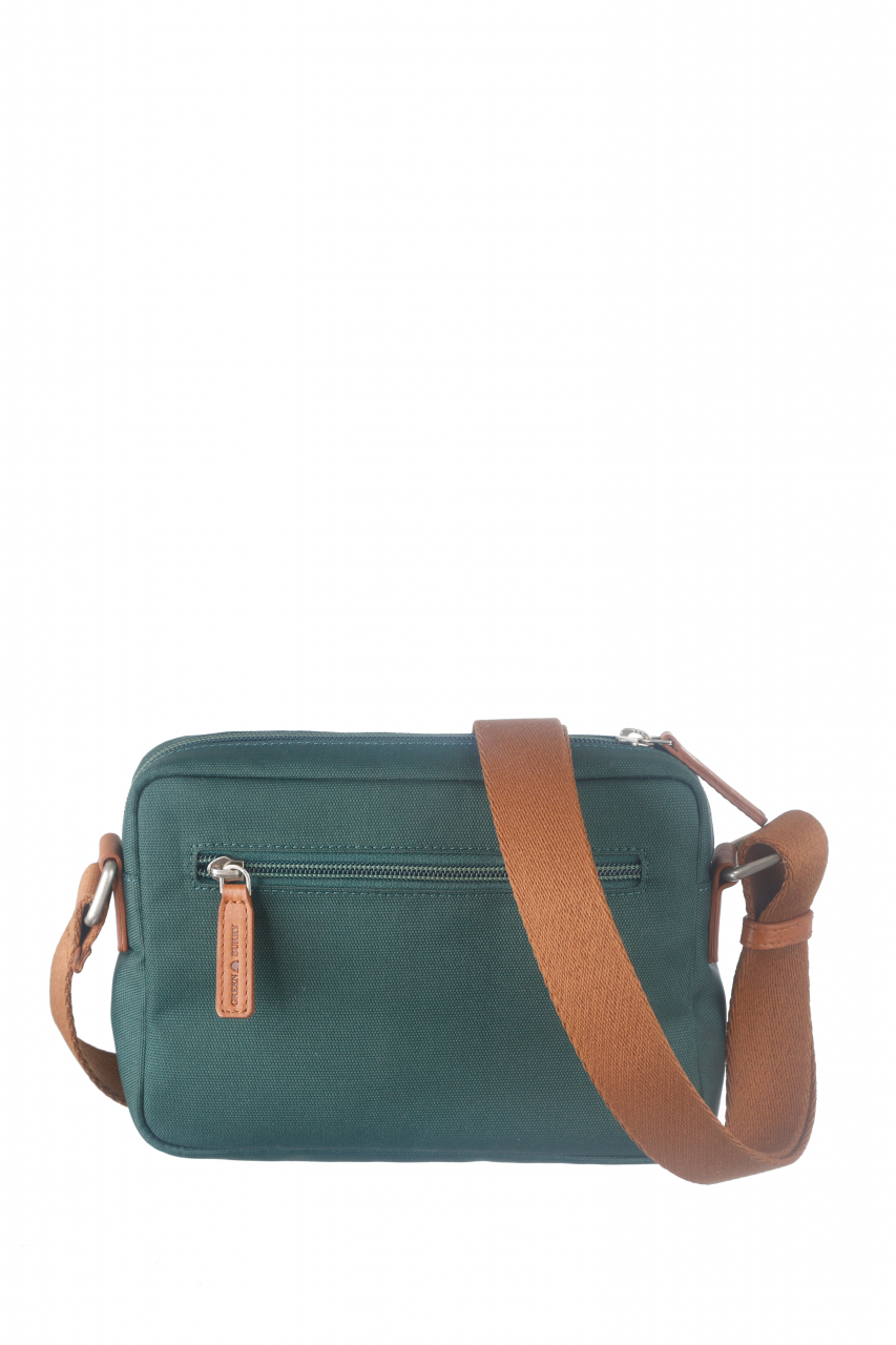 Nylon/Naturleder Crossover Bag Madeleine grün