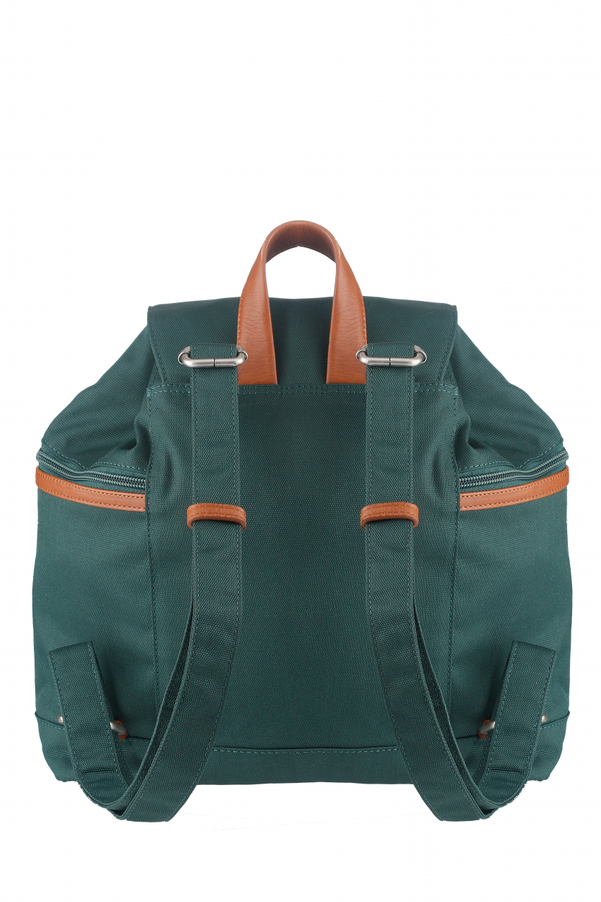 Nylon/Naturleder Rucksack Heidi grün
