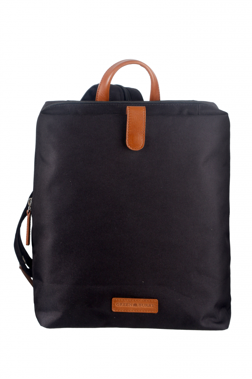 Nylon/Naturleder City Rucksack Eva schwarz