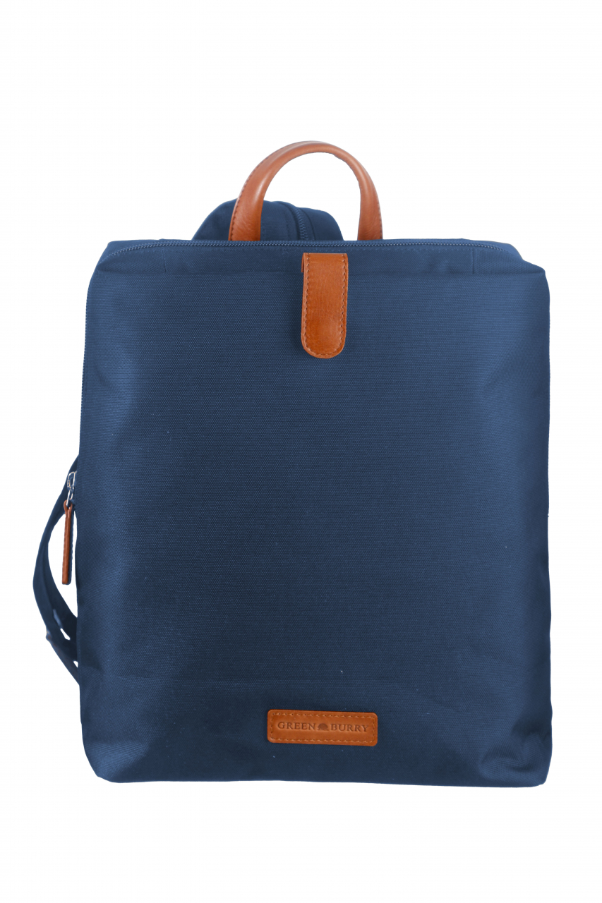 Nylon/Naturleder City Rucksack Eva blau