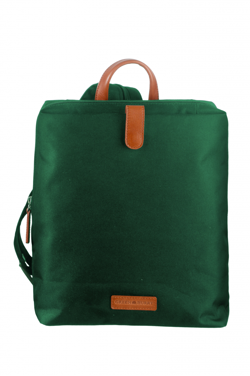 Nylon/Naturleder City Rucksack Eva grün