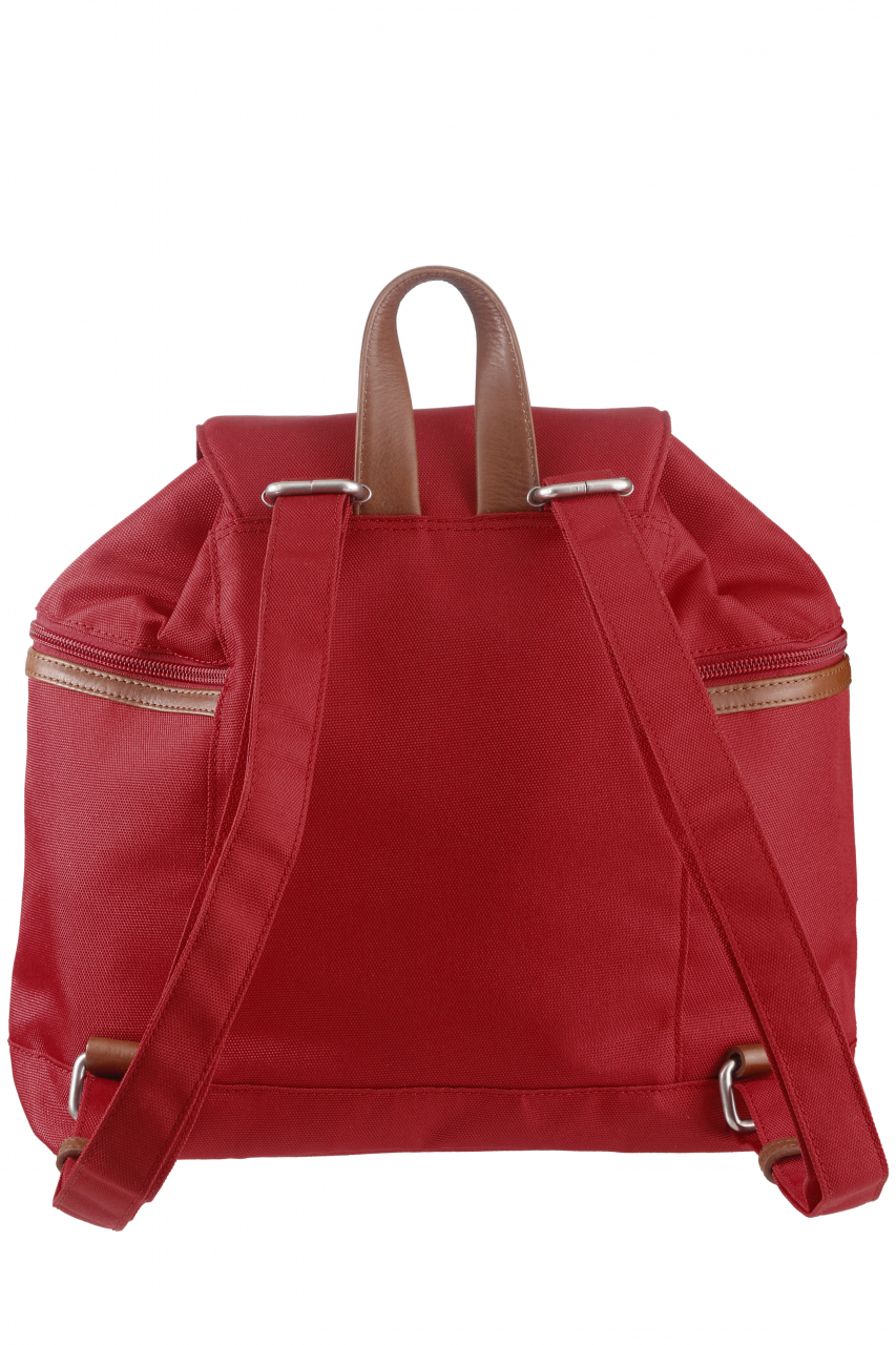 Nylon/Naturleder Rucksack Heidi rot
