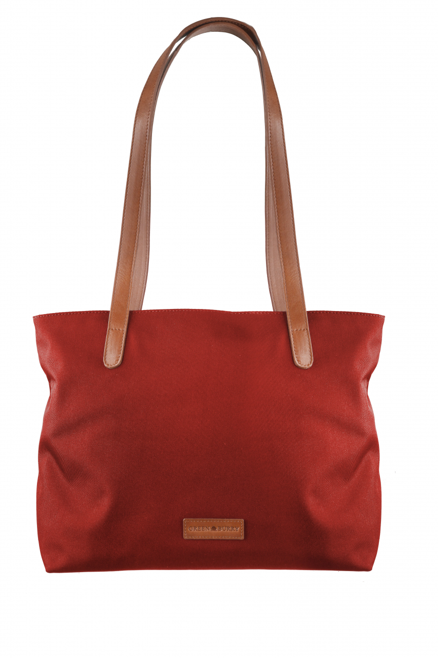 Nylon/Naturleder Shopper Diana rot