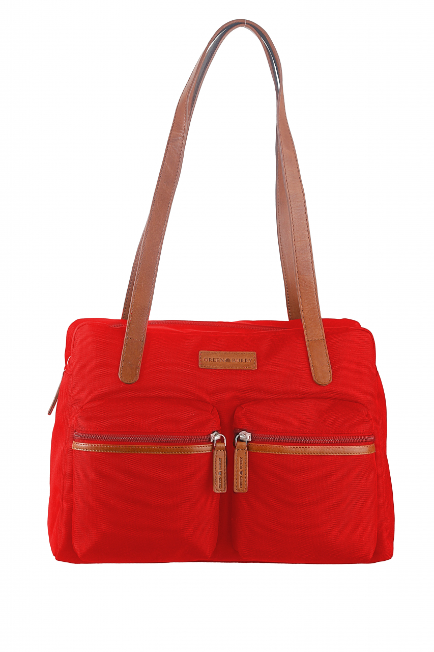 Nylon/Naturleder Shopper Emily rot