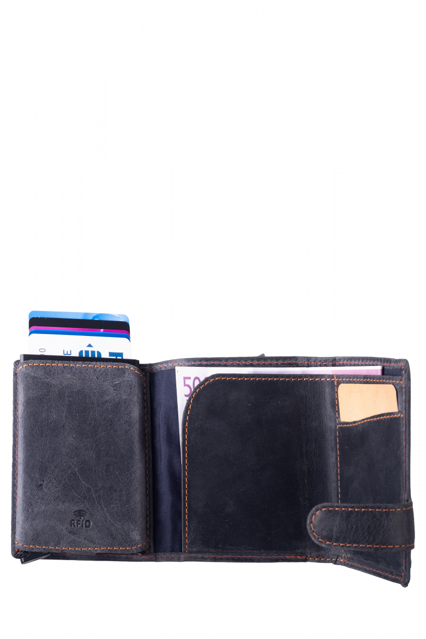 Vintage original RFID card slider zip blue