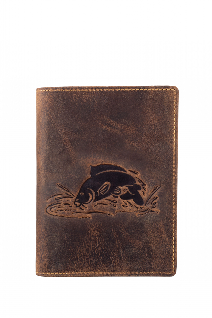 Vintage Ausweismappe 4tlg. Karpfen brown Leder