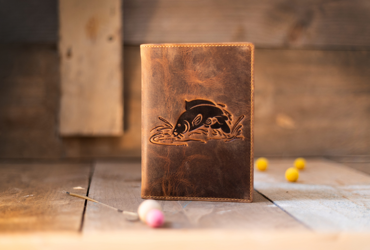 Vintage Ausweismappe 4tlg. Karpfen brown Leder