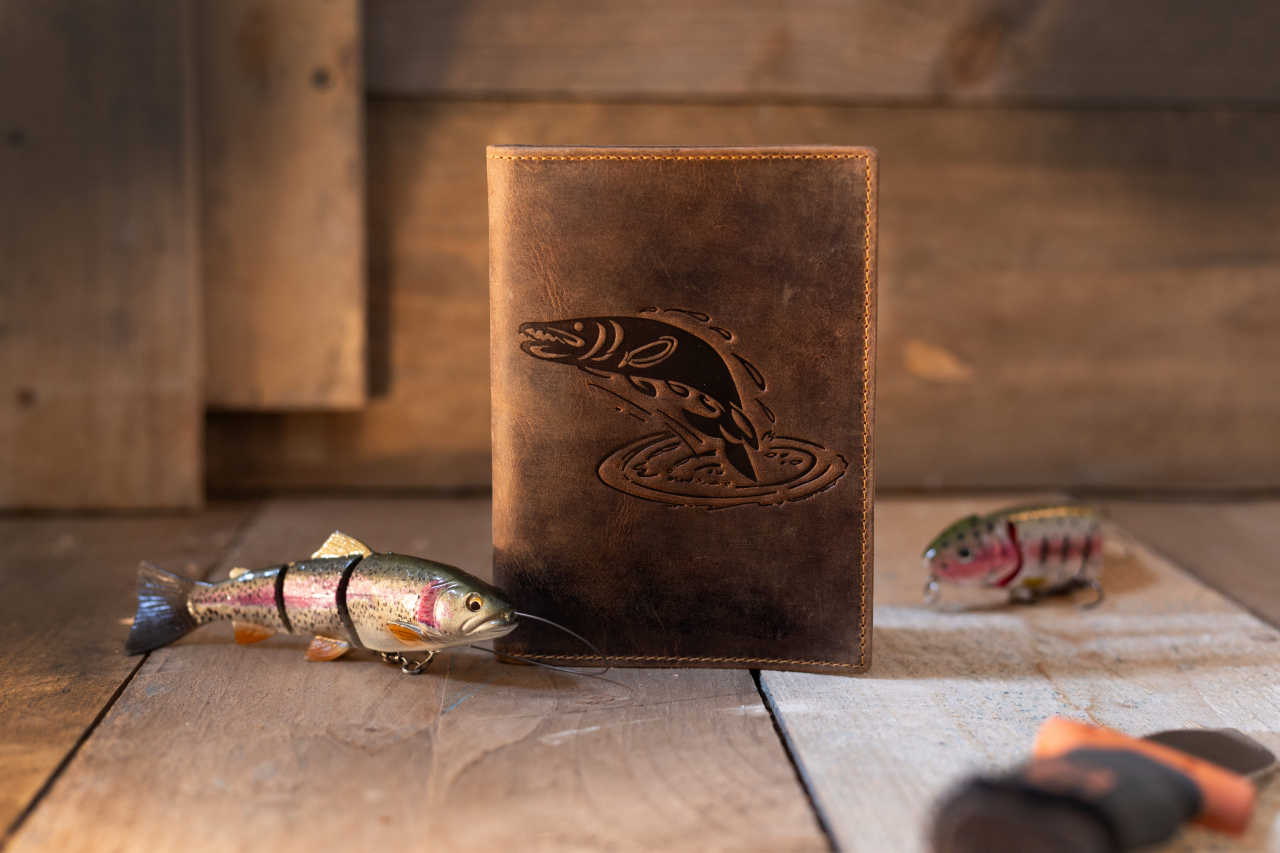 Vintage Ausweismappe 4tlg. Hecht brown Leder