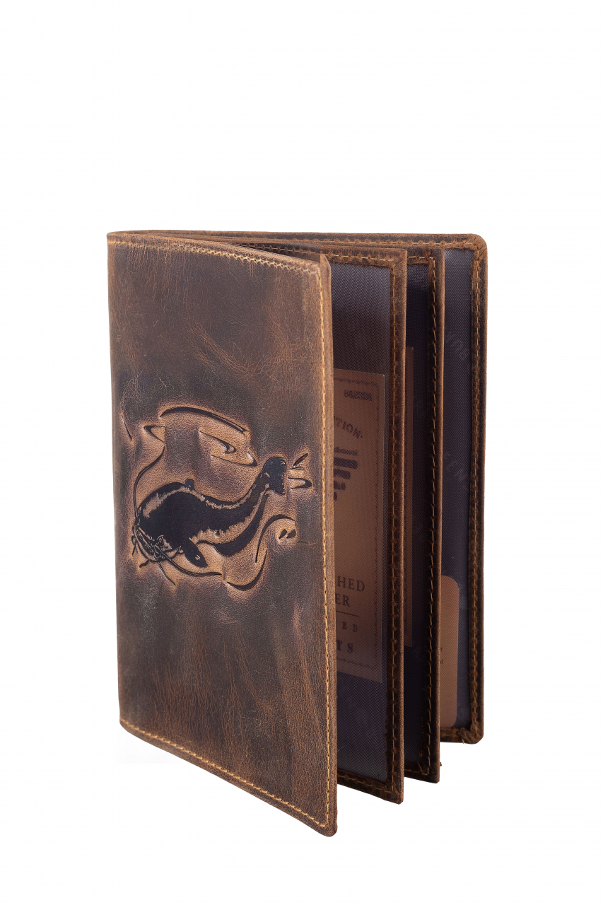 Vintage Ausweismappe 4tlg. Wels brown Leder