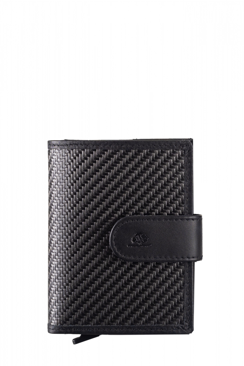 Carbon/ Nappa RFID card slider XL coin black