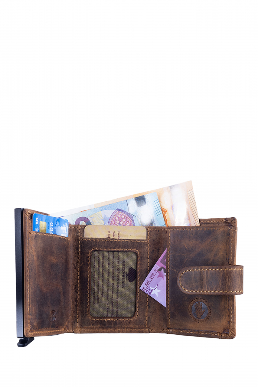 Vintage original RFID card slider coin brown