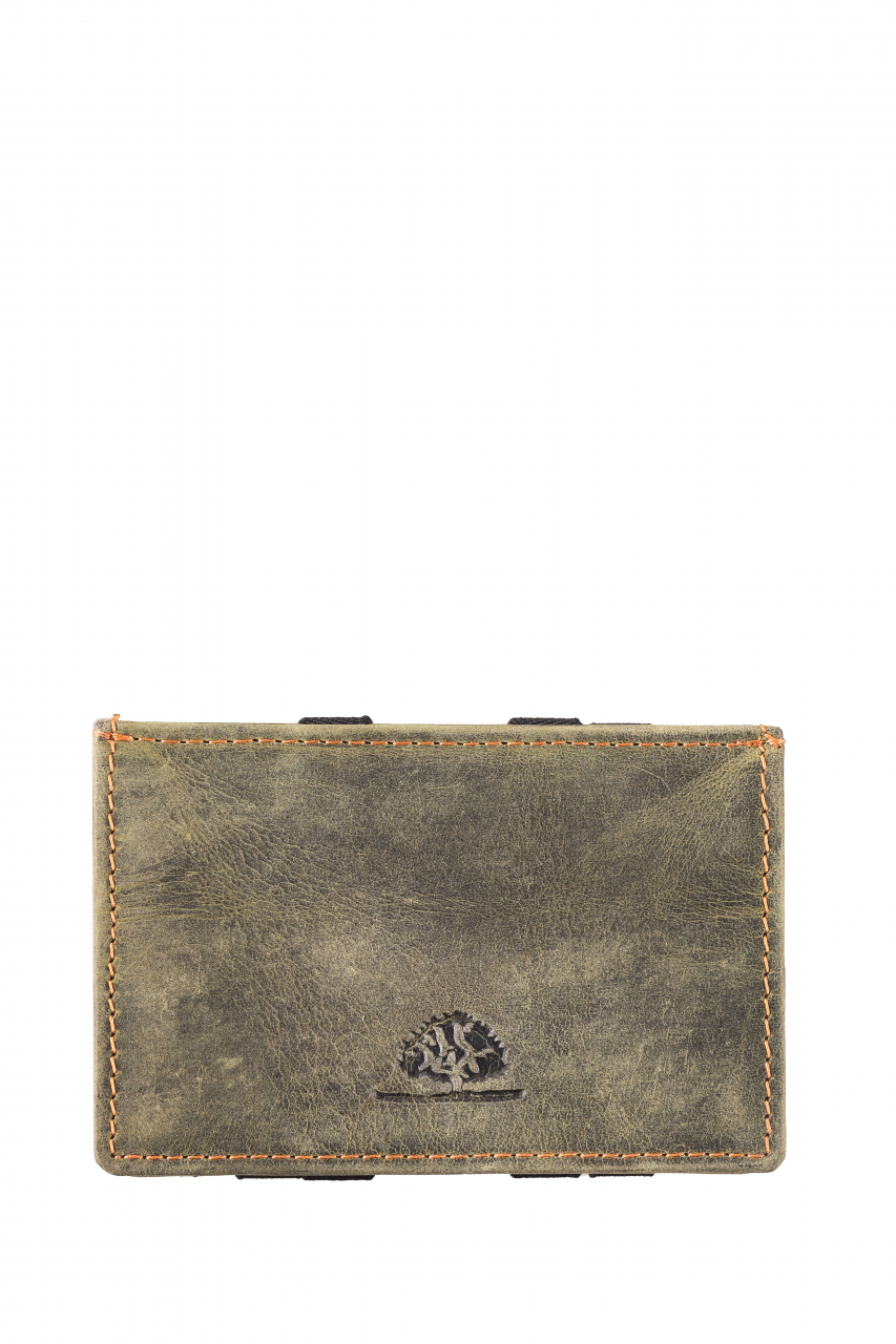 Vintage magic wallet coinpocket RFID bottle green