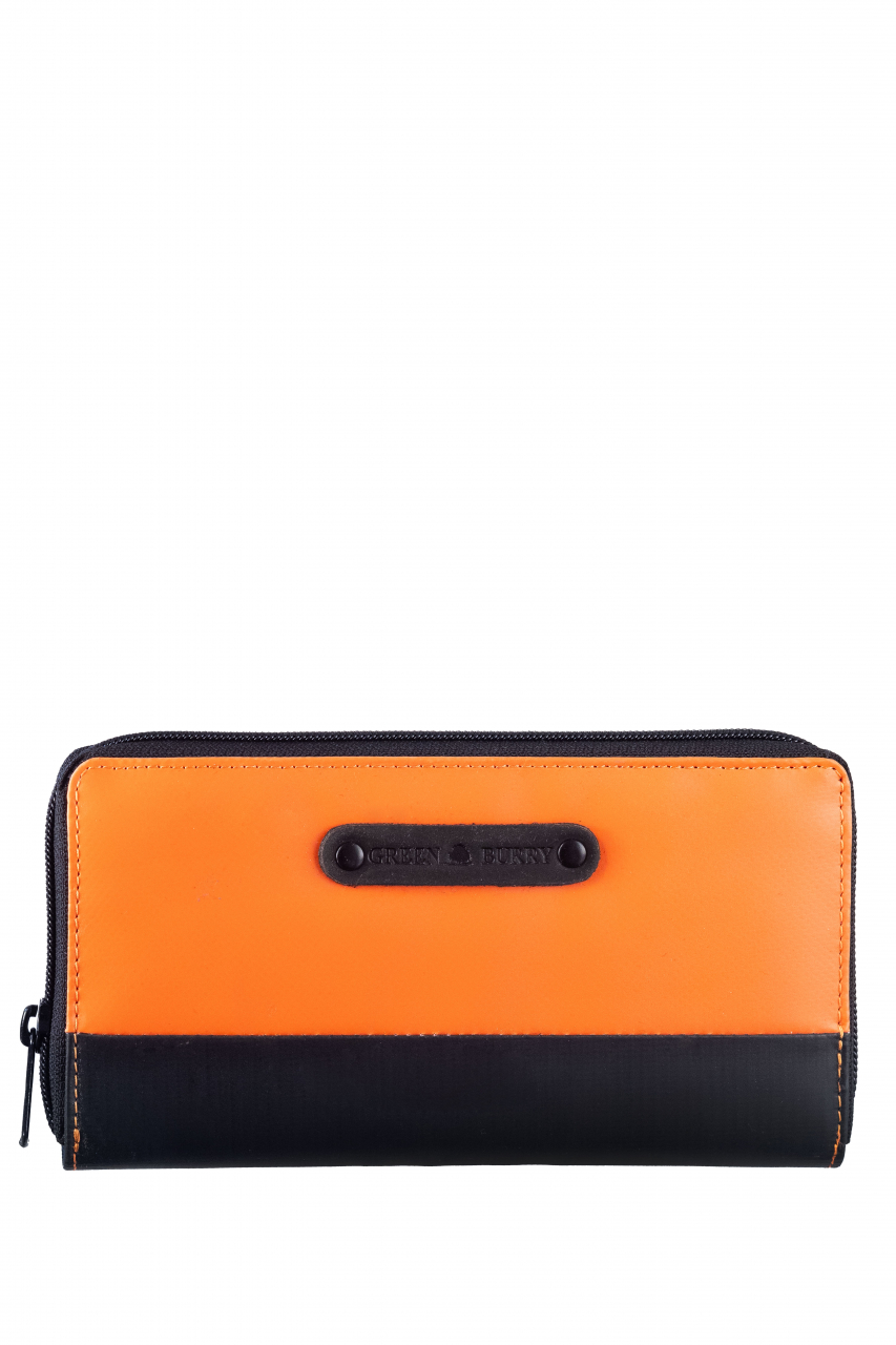 Upcycled RV-Börse aus Tarpaulin orange/black