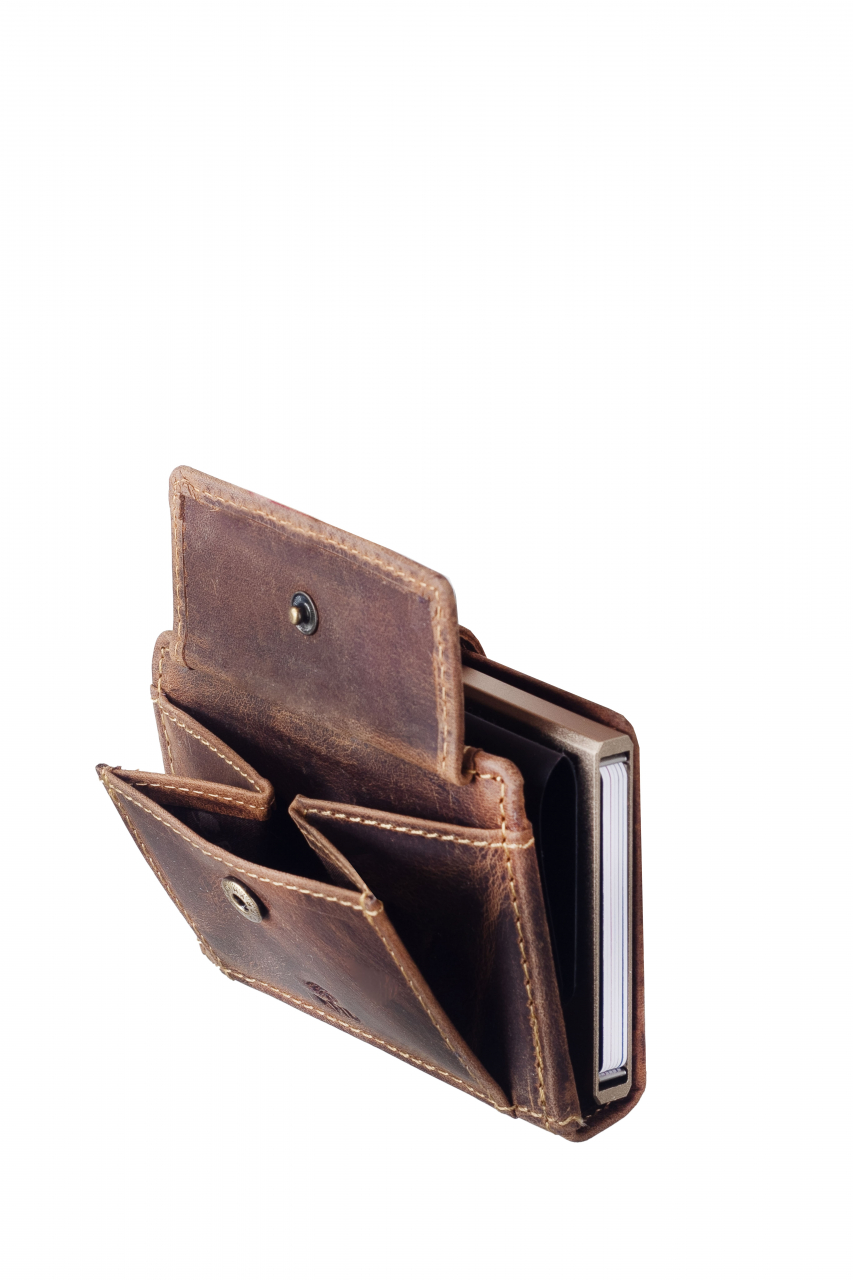 Vintage original RFID card slider coin, brown