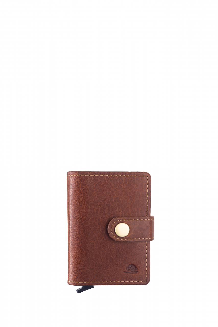 Vintage original RFID card slider box cognac