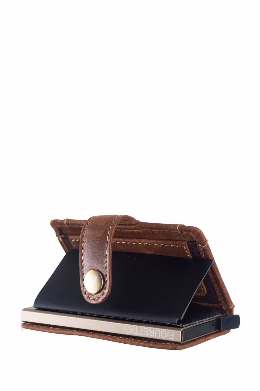 Vintage original RFID card slider box cognac