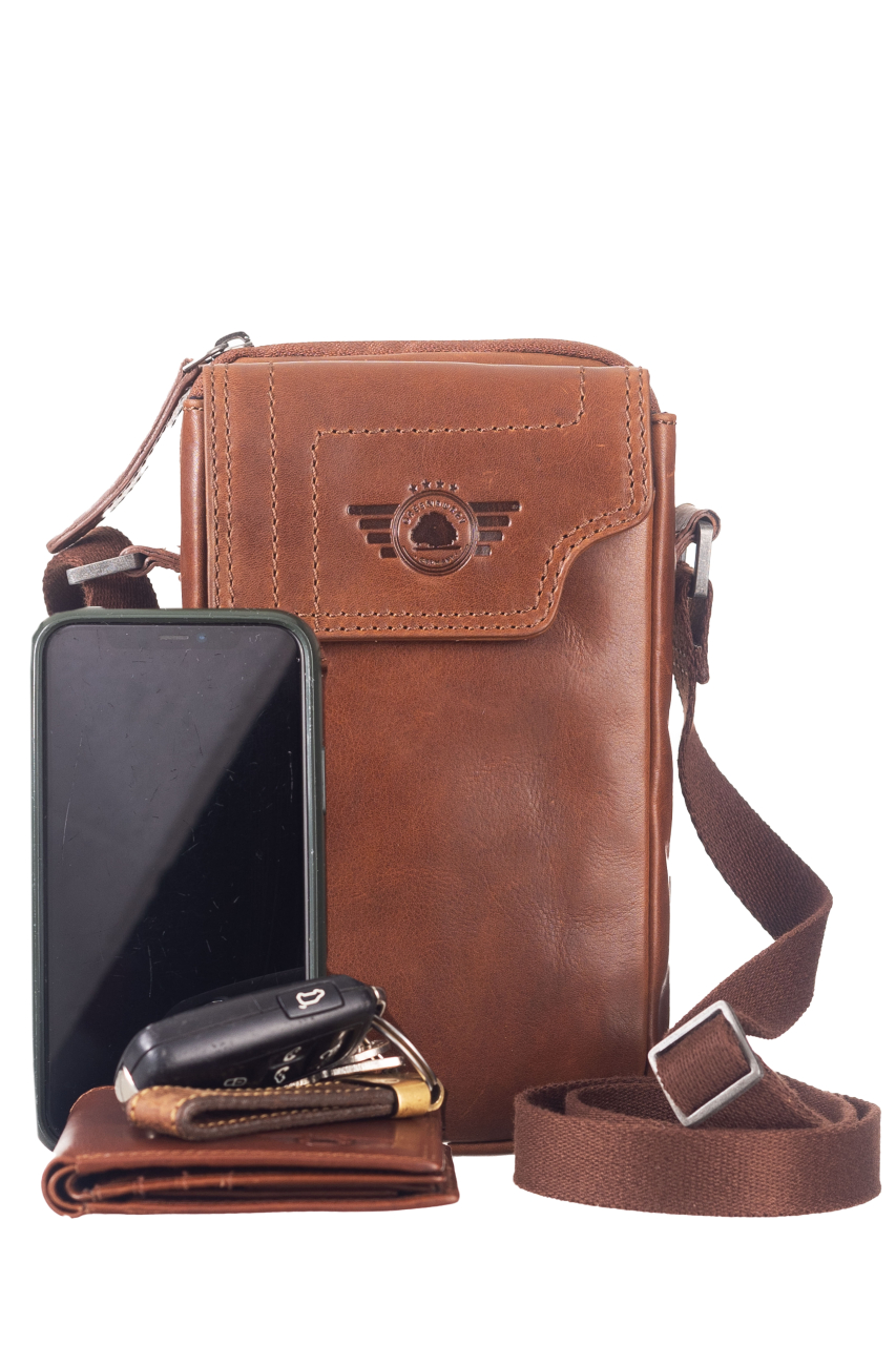 Waxy Vintage  Tobacco Mobil-Shoulderbag