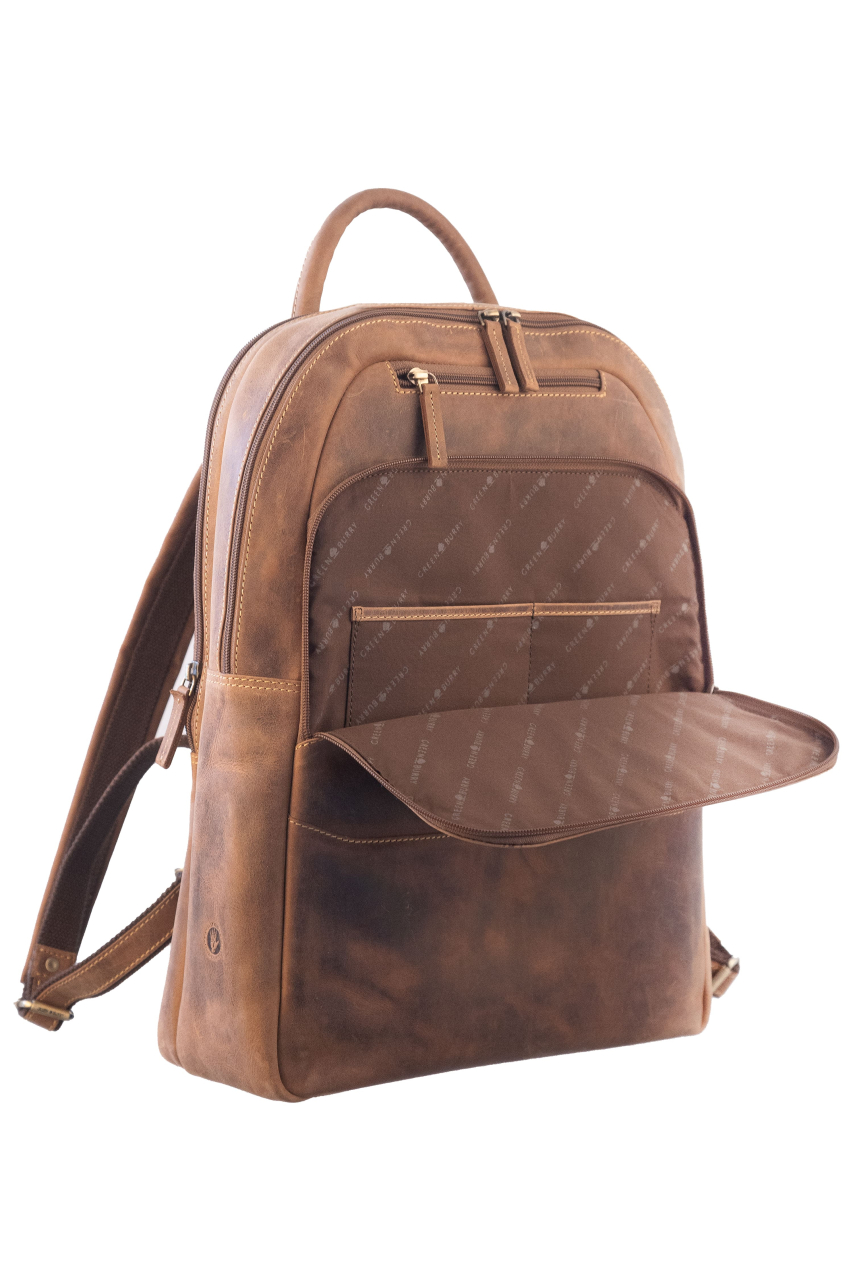 Vintage Business Backpack Zip around Leder