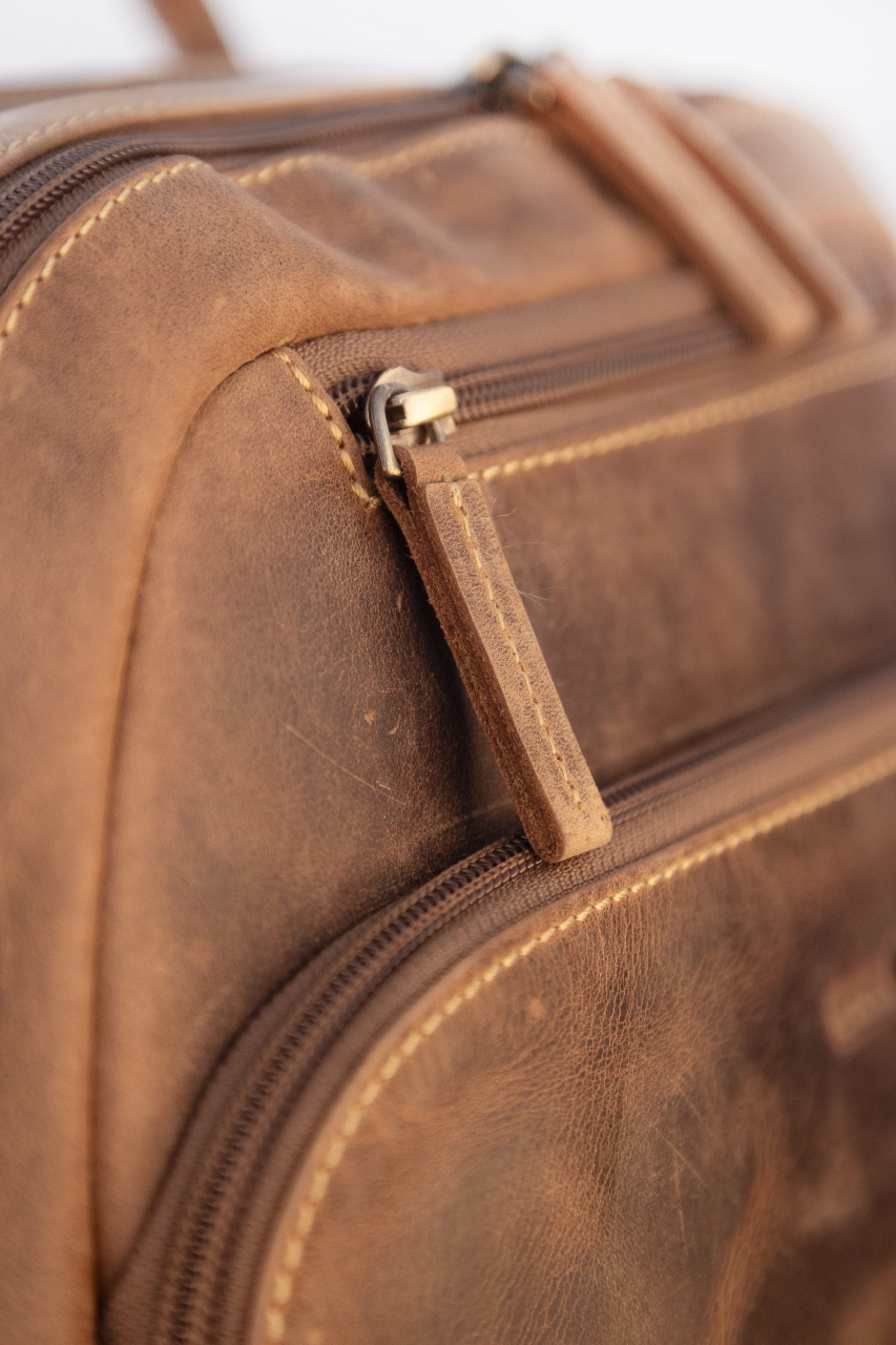 Vintage Business Backpack Zip around Leder