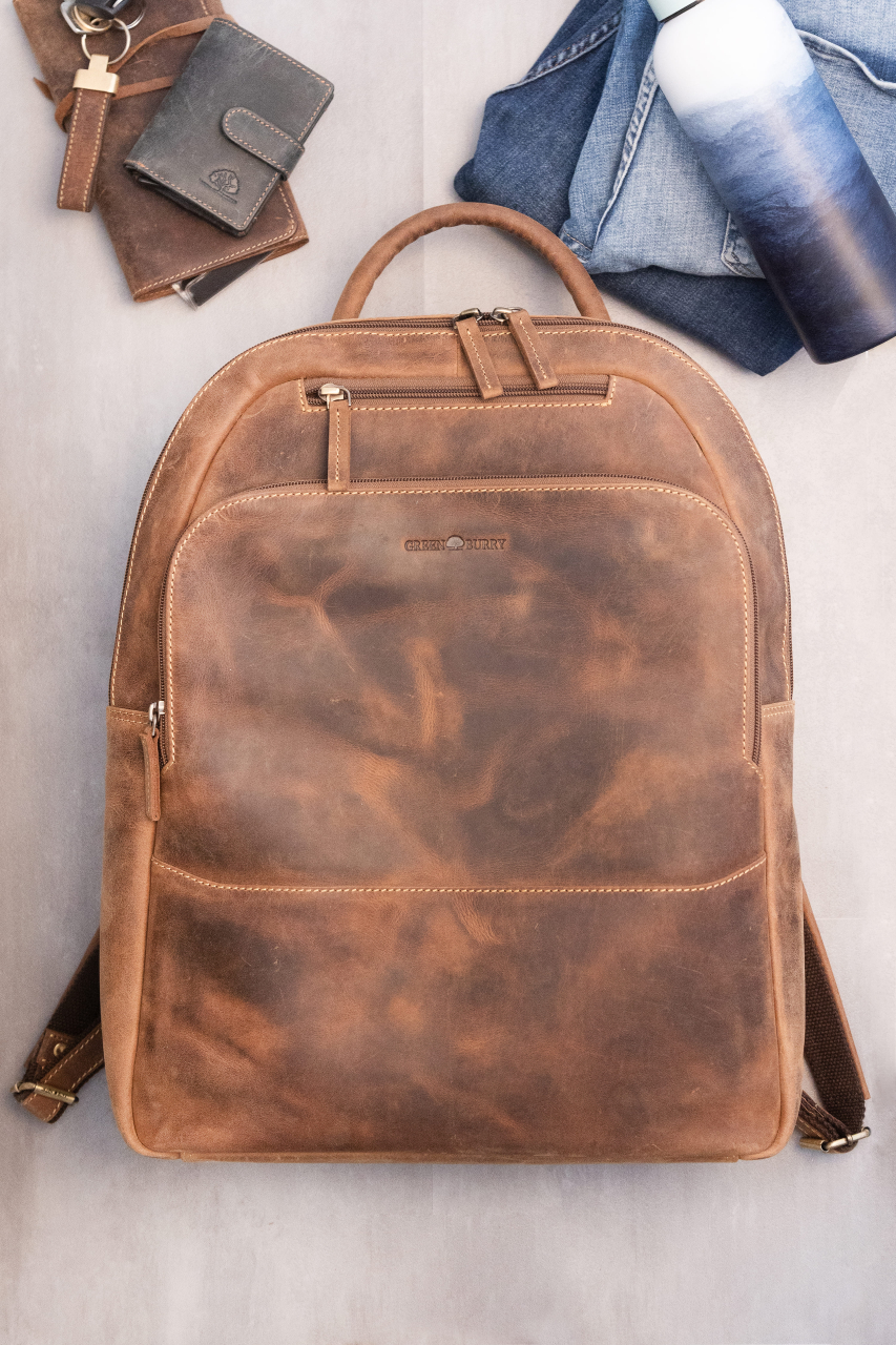 Vintage Business Backpack Zip around Leder