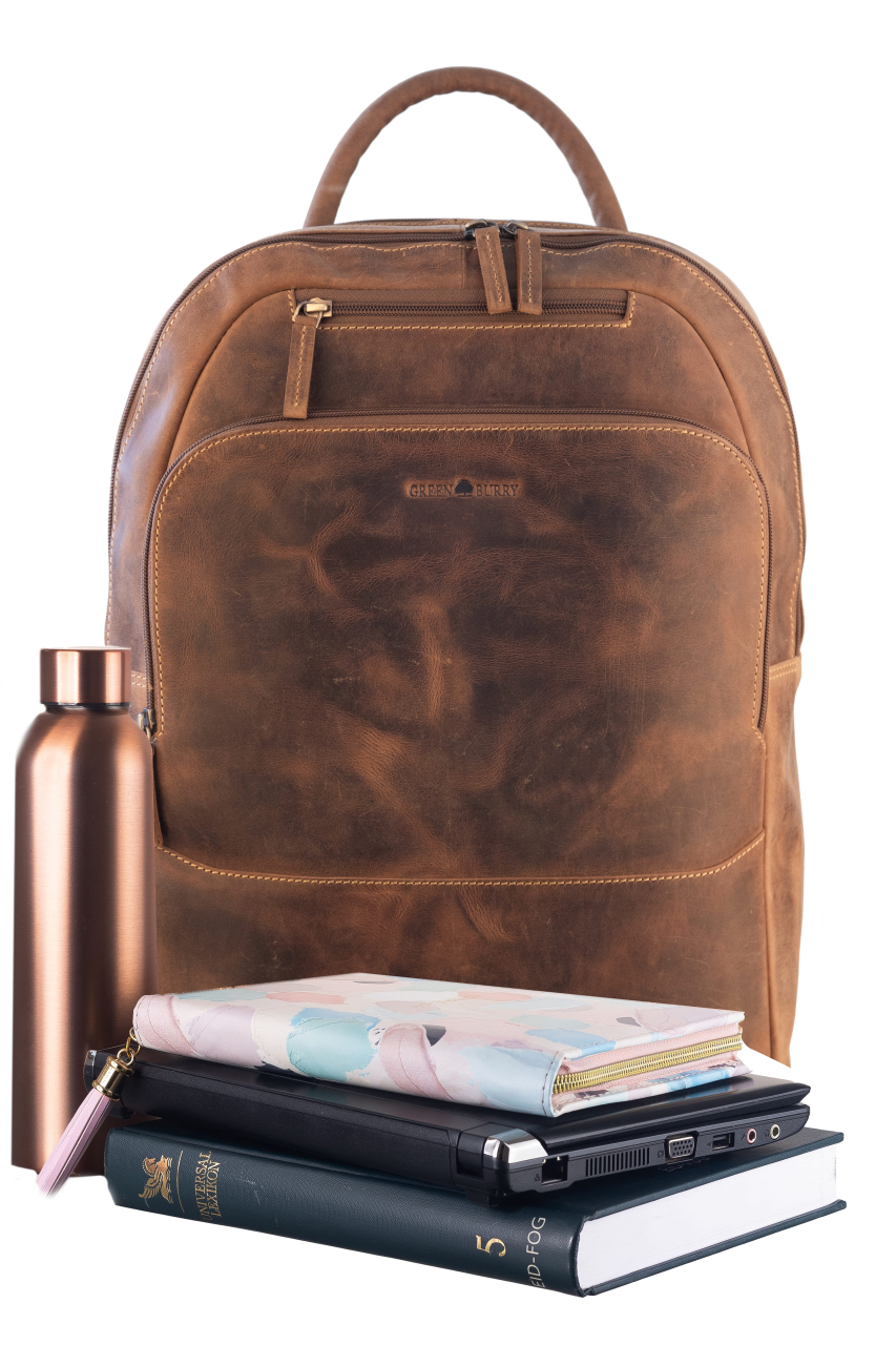 Vintage Business Backpack Zip around Leder