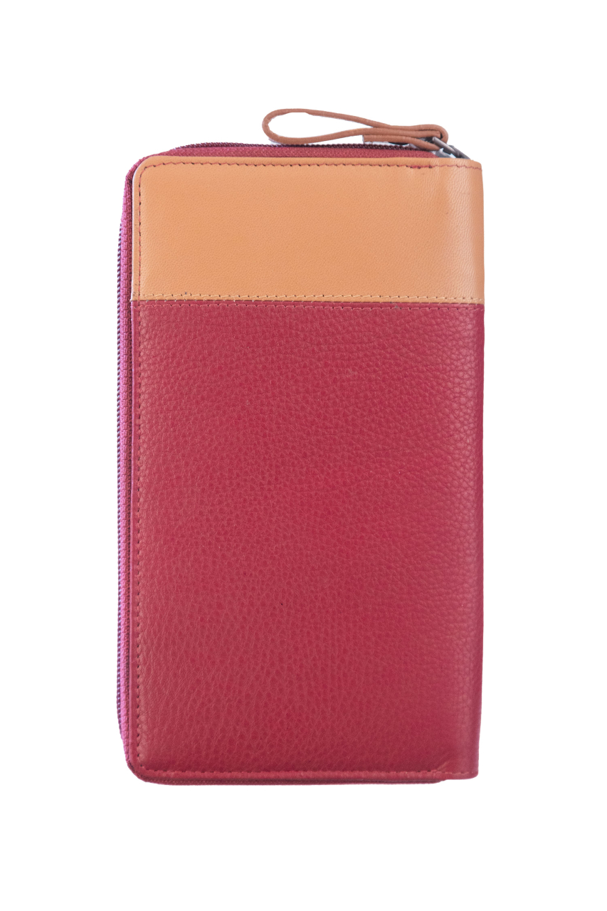 DUETT  RV-Damen Langbörse red/tan RFID