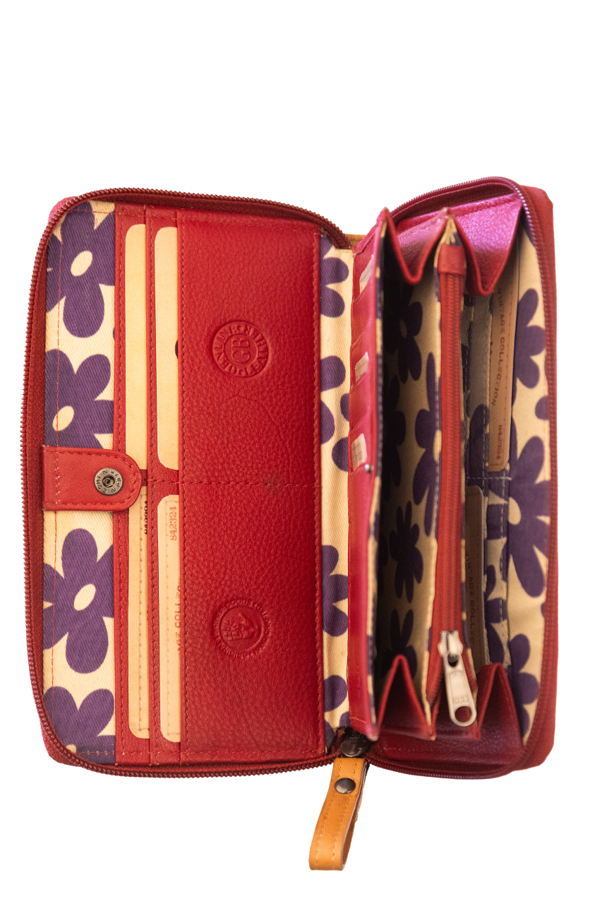 DUETT  RV-Damen Langbörse red/tan RFID