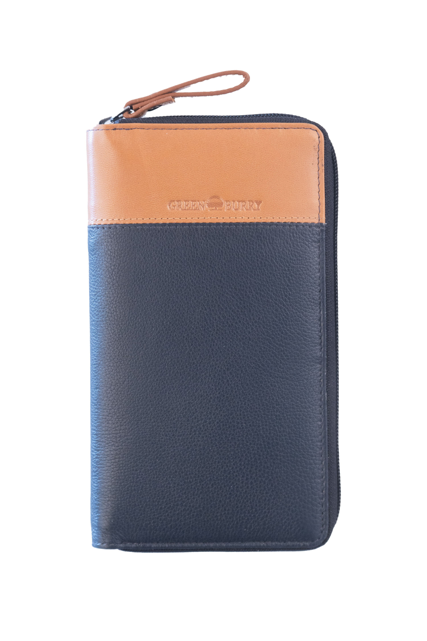 DUETT  RV-Damen Langbörse navy blue/tan RFID