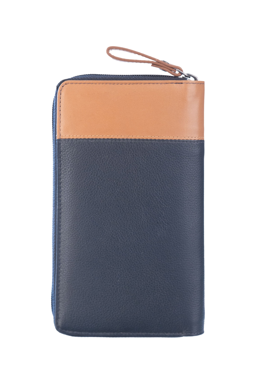 DUETT  RV-Damen Langbörse navy blue/tan RFID