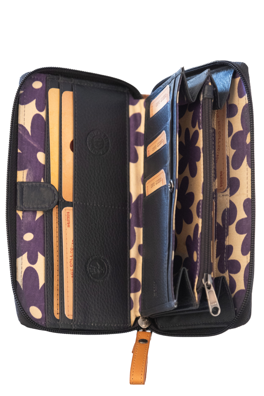 DUETT  RV-Damen Langbörse navy blue/tan RFID