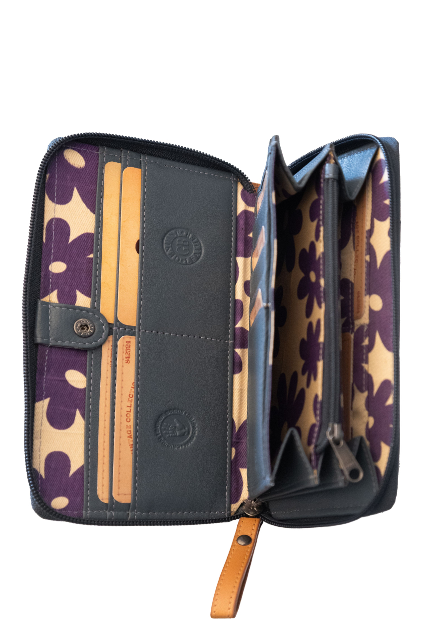 DUETT  RV-Damen Langbörse grey blue/tan RFID