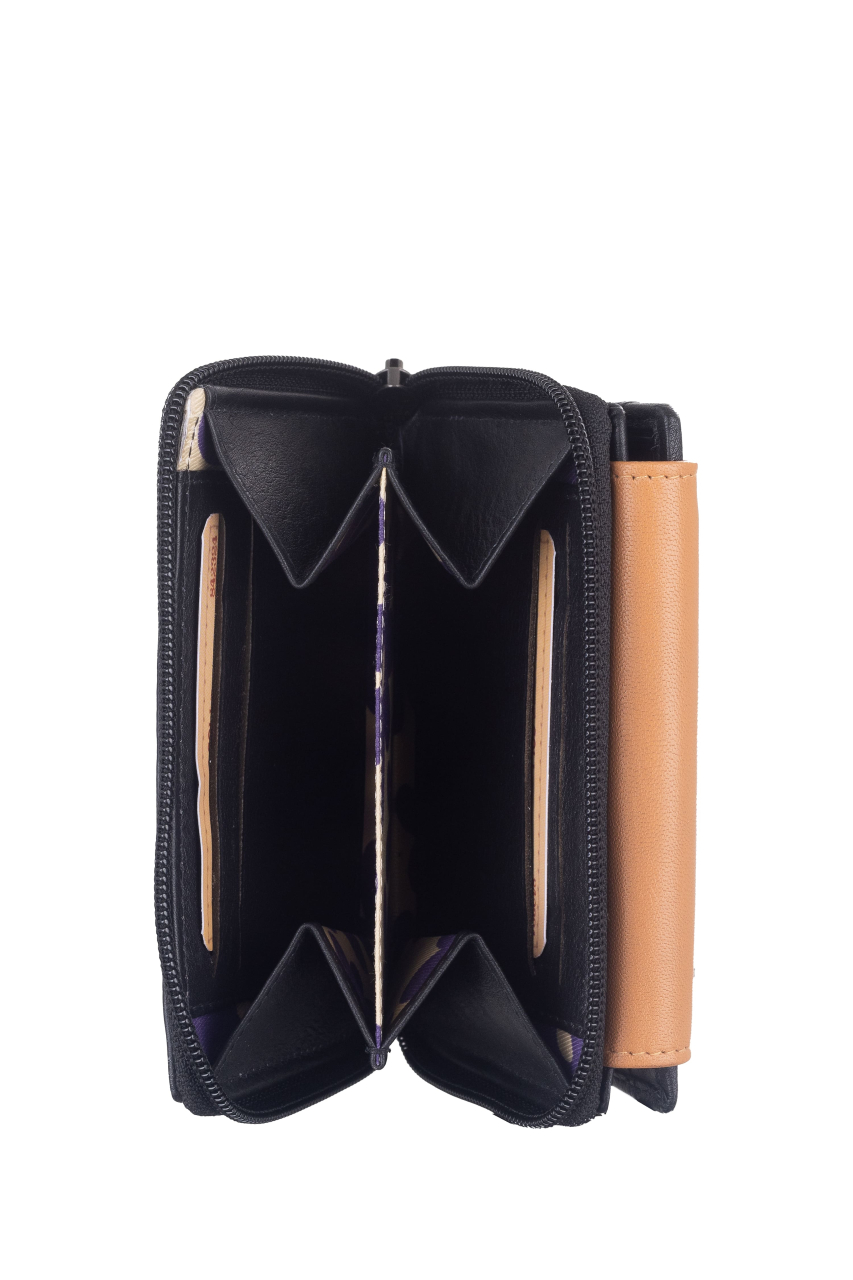 DUETT  RV-Damen Kombibörse black/tan RFID