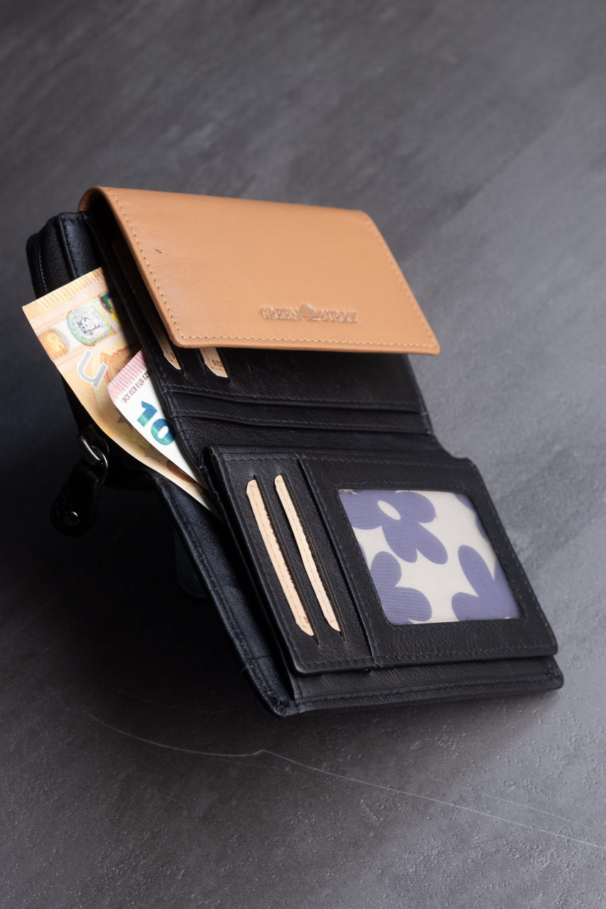 DUETT  RV-Damen Kombibörse black/tan RFID