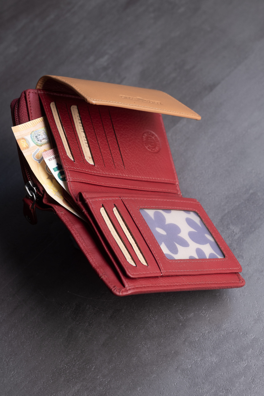 DUETT  RV-Damen Kombibörse red/tan RFID