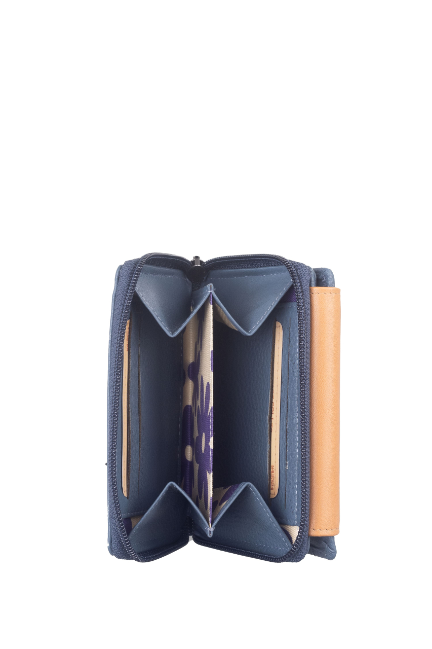 DUETT  RV-Damen Kombibörse grey blue/tan RFID