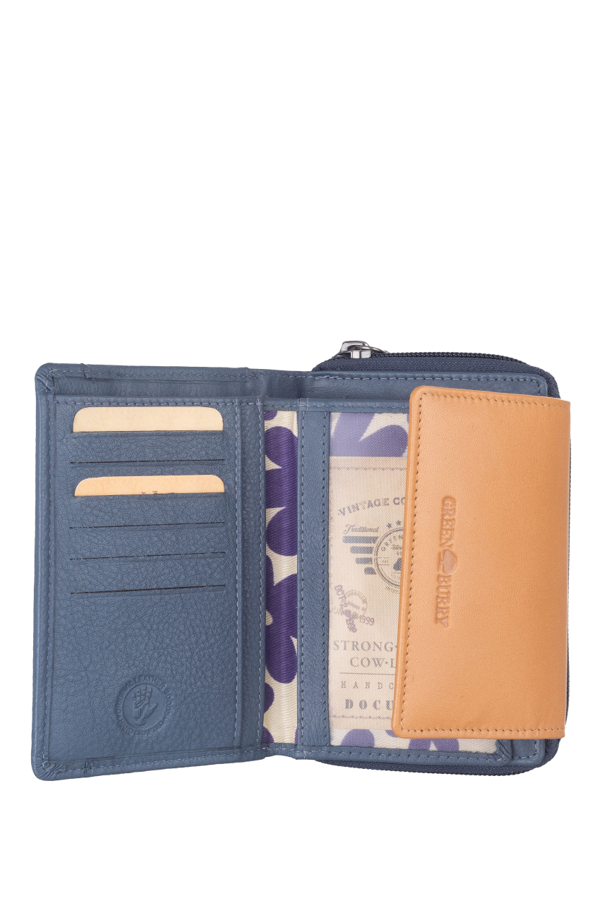 DUETT  RV-Damen Kombibörse grey blue/tan RFID