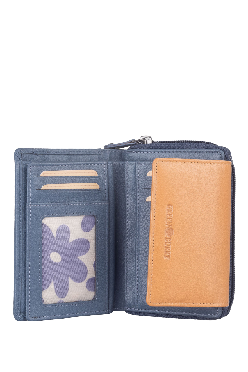 DUETT  RV-Damen Kombibörse grey blue/tan RFID