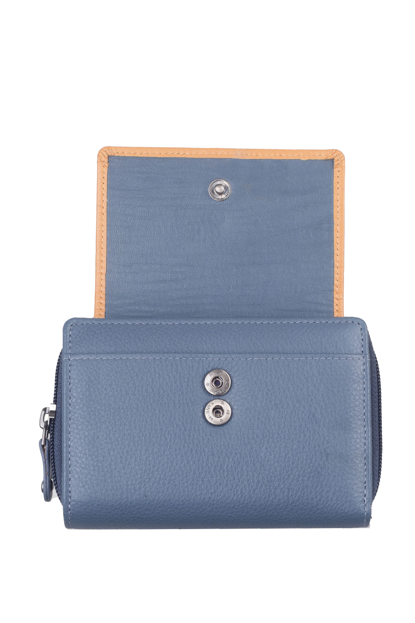 DUETT  RV-Damen Kombibörse grey blue/tan RFID