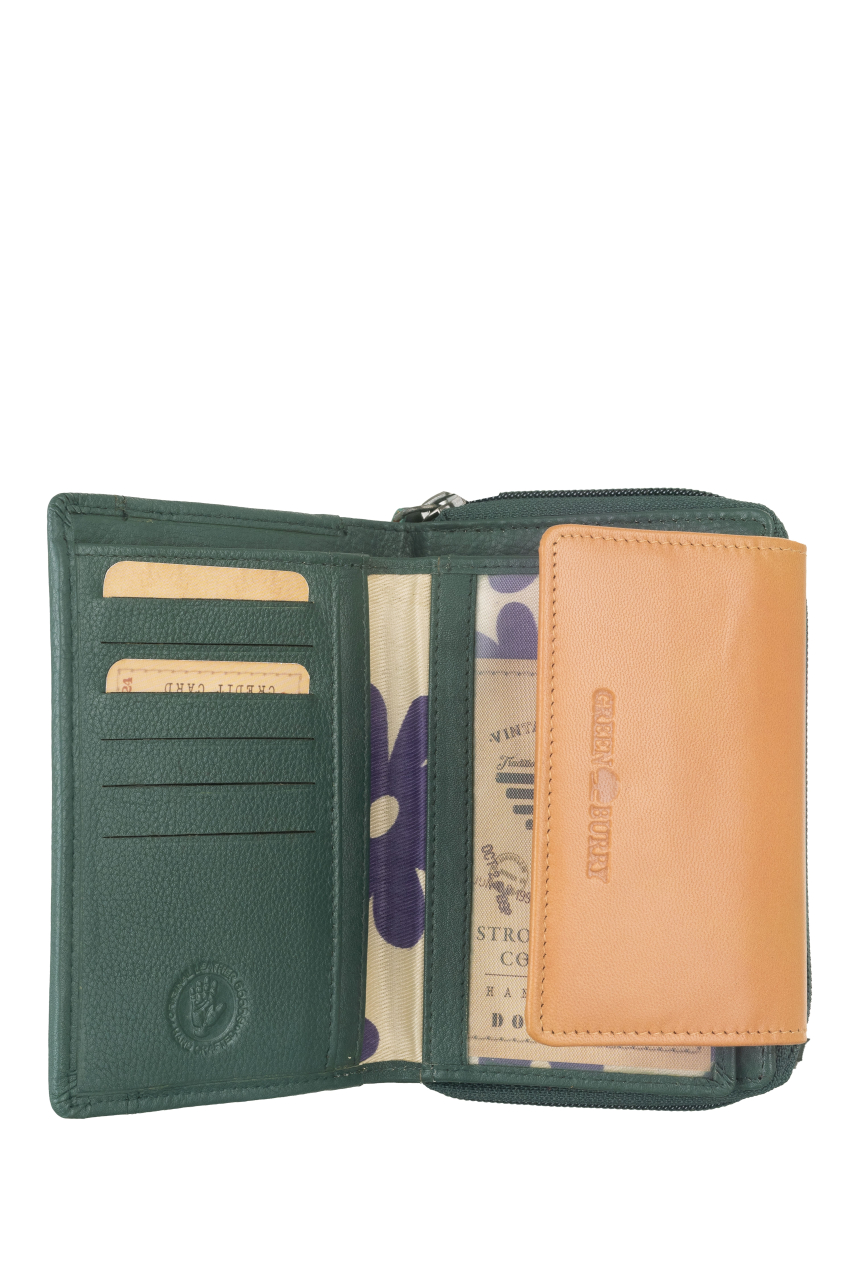 DUETT  RV-Damen Kombibörse bottlegreen/tan RFID