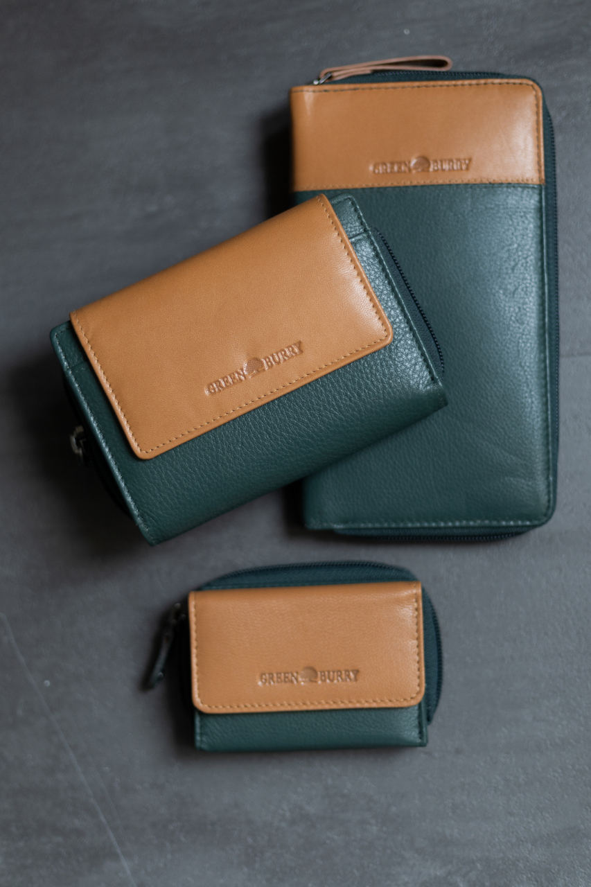 DUETT  RV-Damen Kombibörse bottlegreen/tan RFID