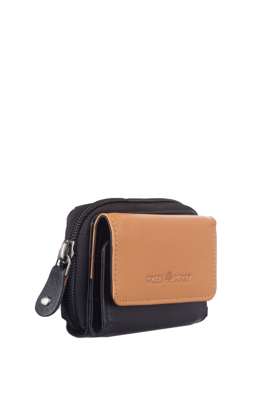 DUETT  RV- Minibörse black/tan RFID