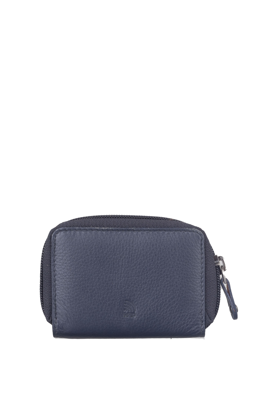 DUETT  RV- Minibörse navyblue/tan RFID
