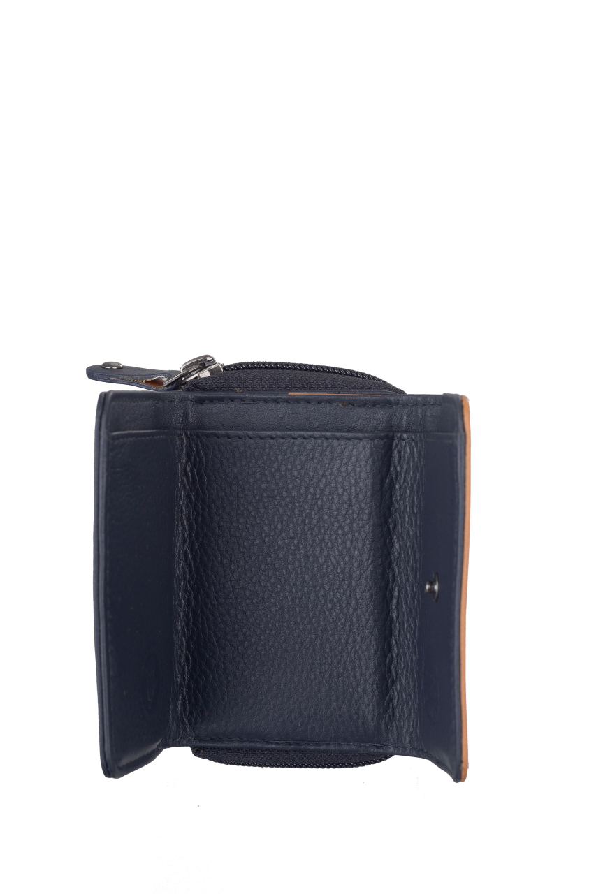 DUETT  RV- Minibörse navyblue/tan RFID