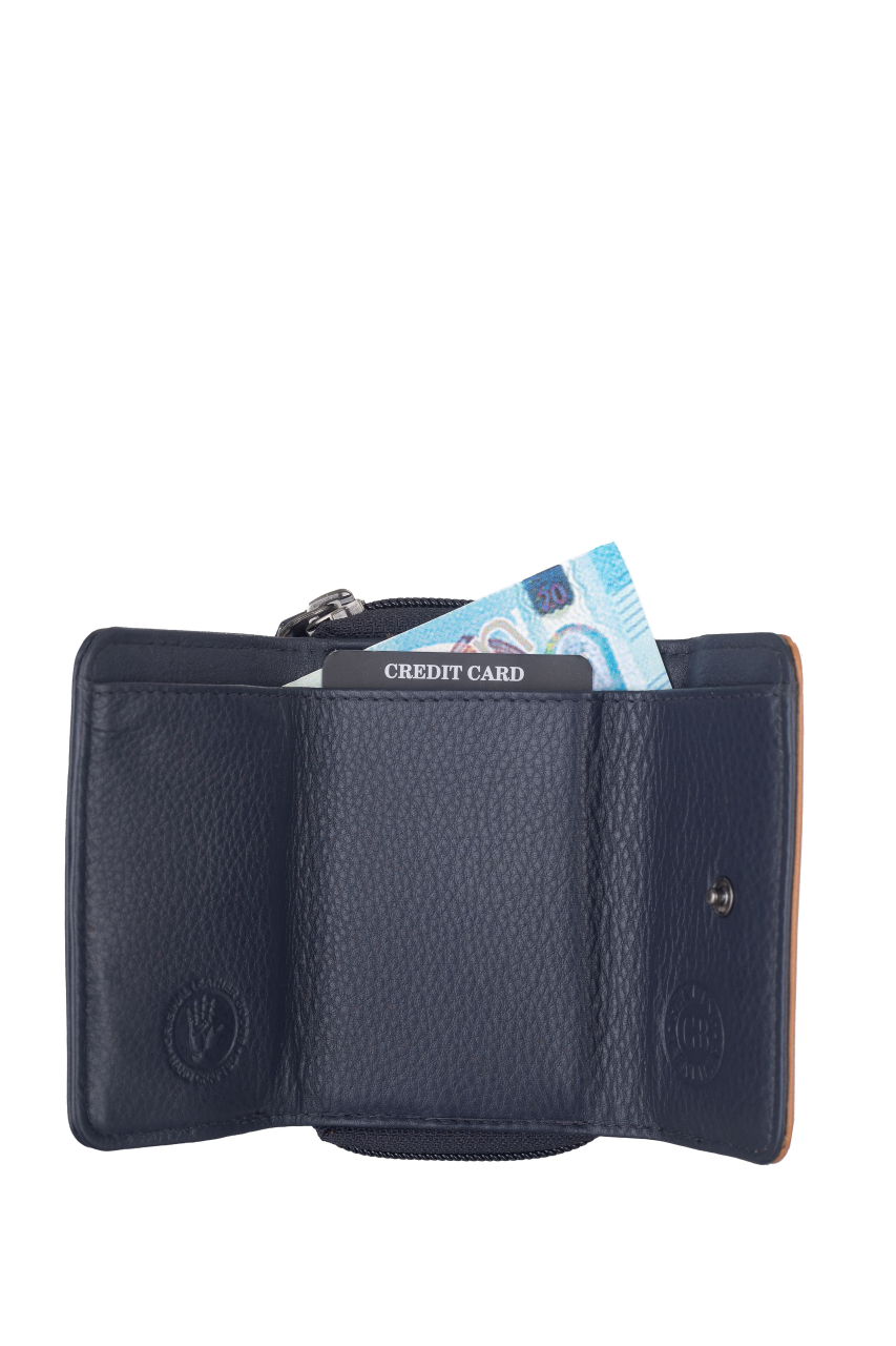 DUETT  RV- Minibörse navyblue/tan RFID