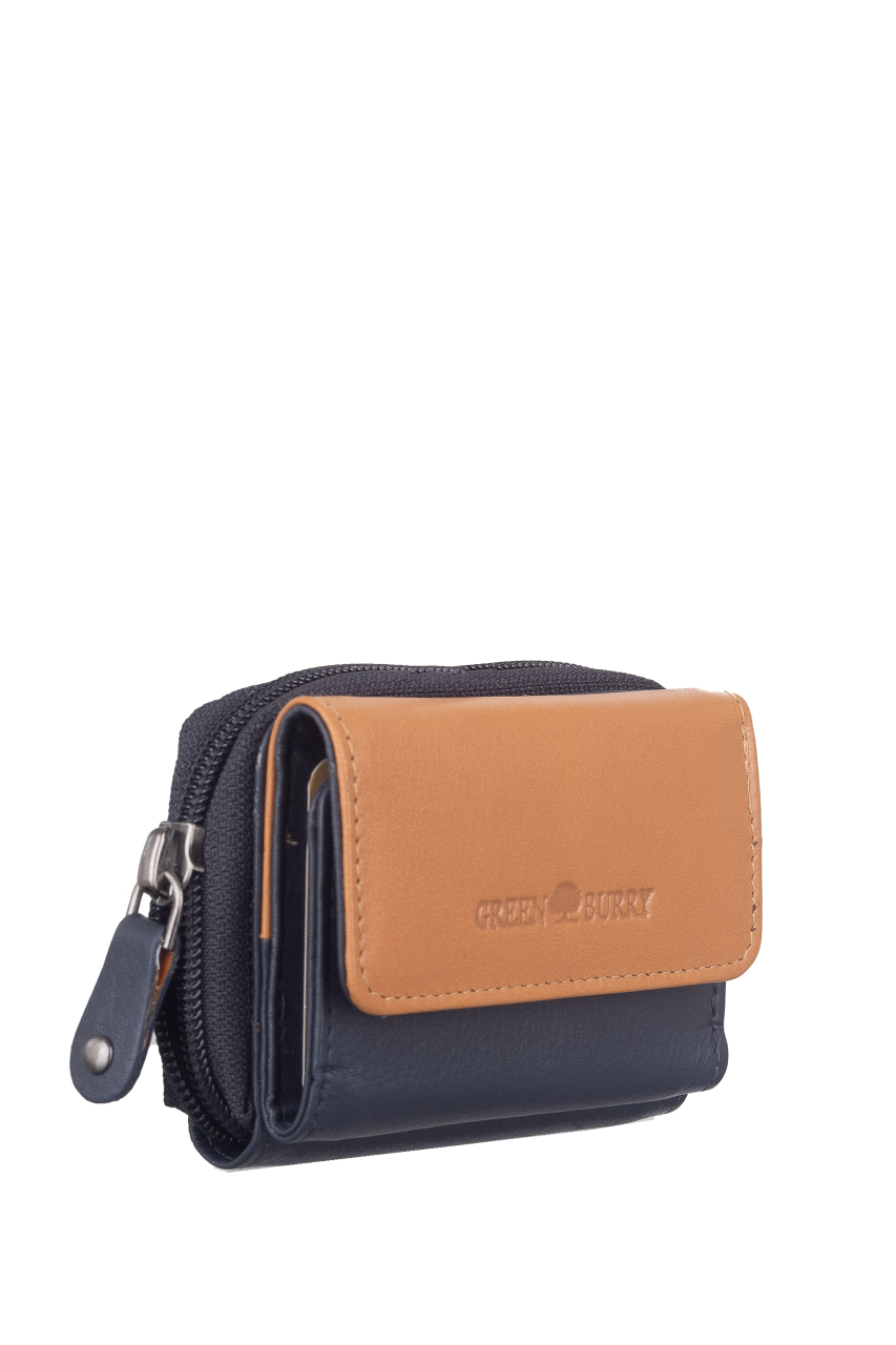 DUETT  RV- Minibörse navyblue/tan RFID