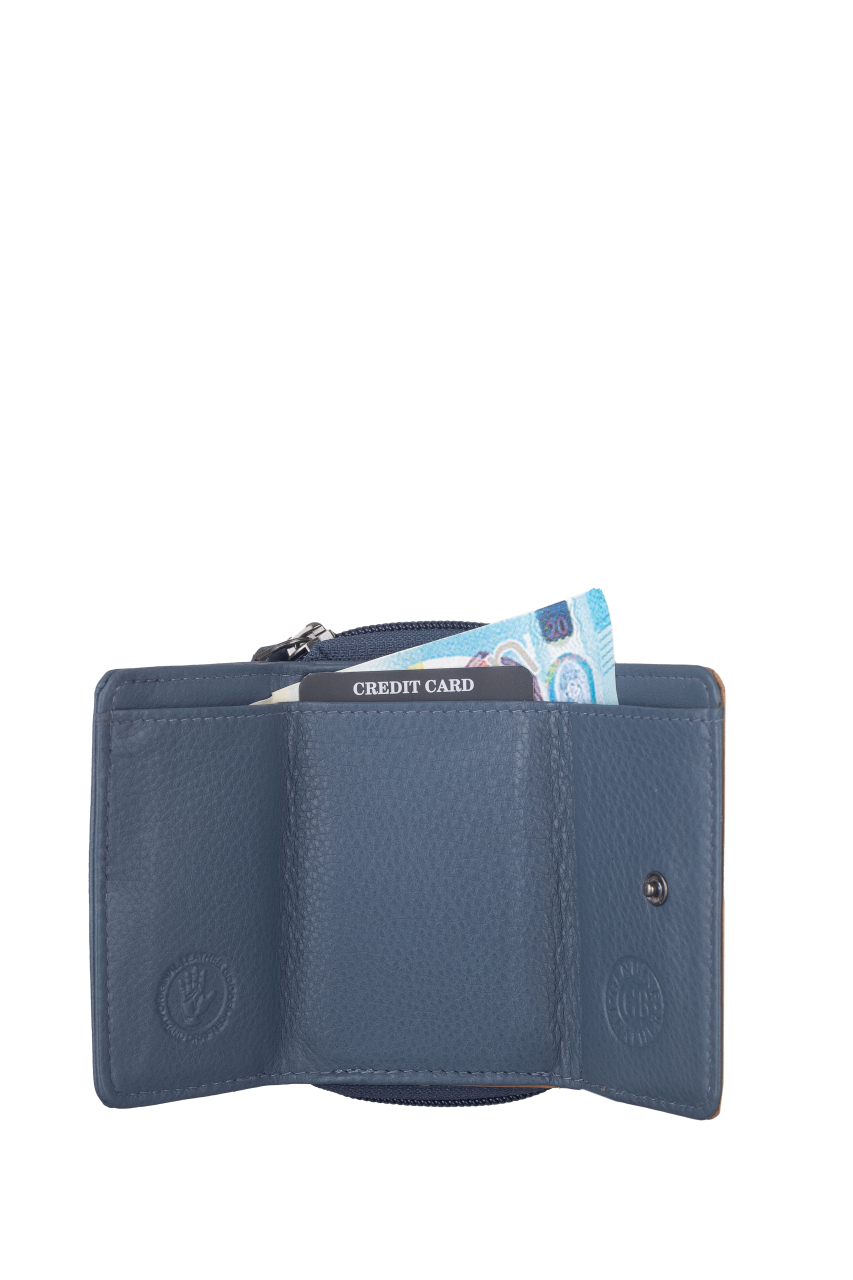 DUETT  RV- Minibörse  grey blue/tan RFID