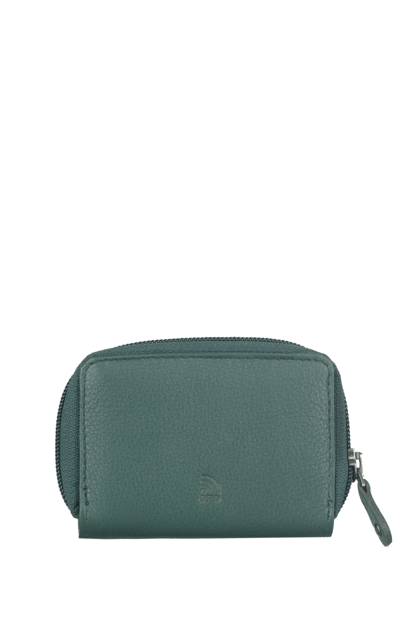 DUETT  RV- Minibörse bottlegreen/tan RFID
